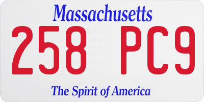 MA license plate 258PC9