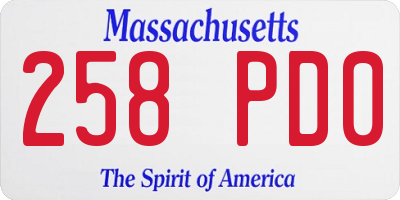 MA license plate 258PD0