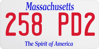 MA license plate 258PD2