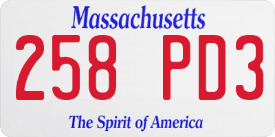 MA license plate 258PD3