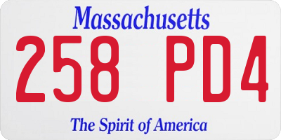 MA license plate 258PD4