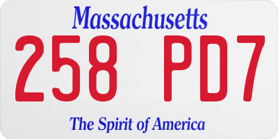 MA license plate 258PD7