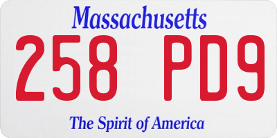 MA license plate 258PD9