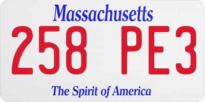 MA license plate 258PE3