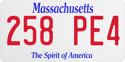 MA license plate 258PE4