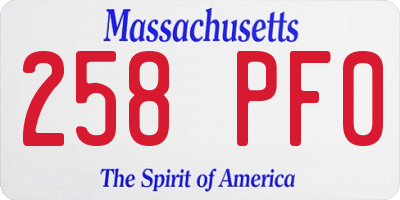 MA license plate 258PF0