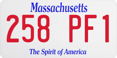 MA license plate 258PF1