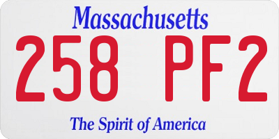 MA license plate 258PF2