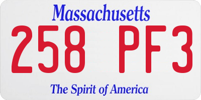 MA license plate 258PF3