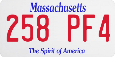 MA license plate 258PF4