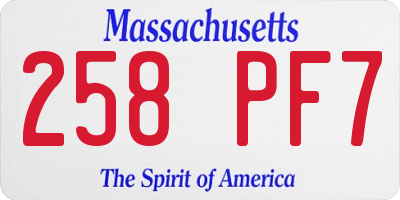 MA license plate 258PF7
