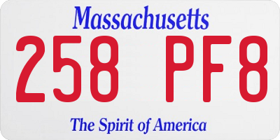 MA license plate 258PF8