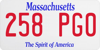 MA license plate 258PG0