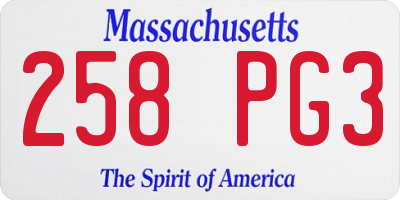MA license plate 258PG3