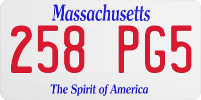 MA license plate 258PG5
