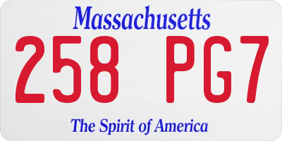 MA license plate 258PG7