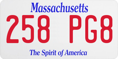 MA license plate 258PG8