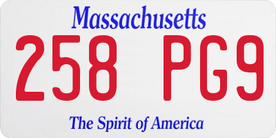 MA license plate 258PG9