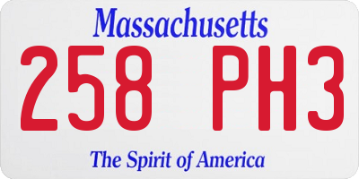 MA license plate 258PH3