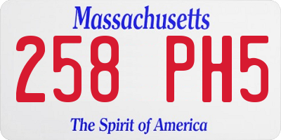MA license plate 258PH5