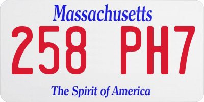 MA license plate 258PH7