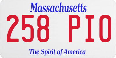 MA license plate 258PI0