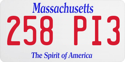 MA license plate 258PI3
