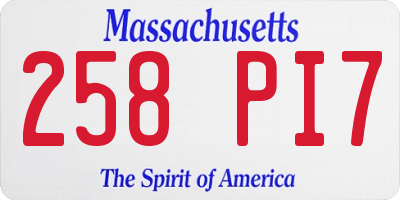 MA license plate 258PI7