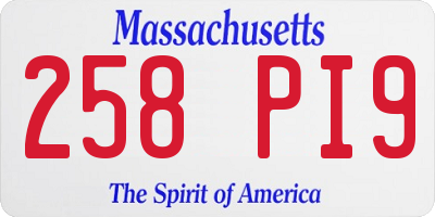 MA license plate 258PI9