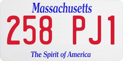 MA license plate 258PJ1