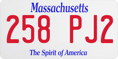 MA license plate 258PJ2