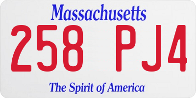 MA license plate 258PJ4