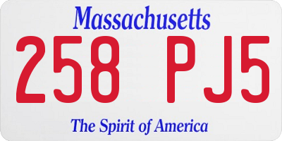 MA license plate 258PJ5