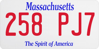 MA license plate 258PJ7