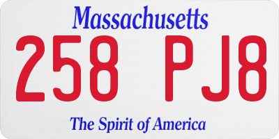 MA license plate 258PJ8