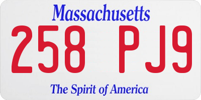 MA license plate 258PJ9