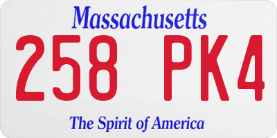 MA license plate 258PK4