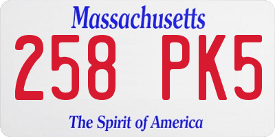 MA license plate 258PK5