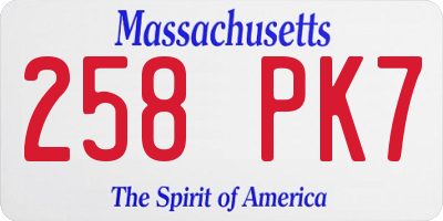 MA license plate 258PK7