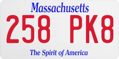 MA license plate 258PK8