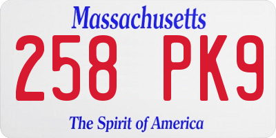 MA license plate 258PK9