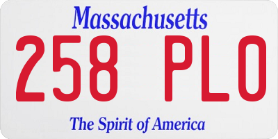 MA license plate 258PL0