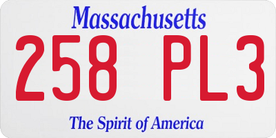 MA license plate 258PL3