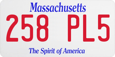 MA license plate 258PL5