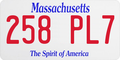 MA license plate 258PL7