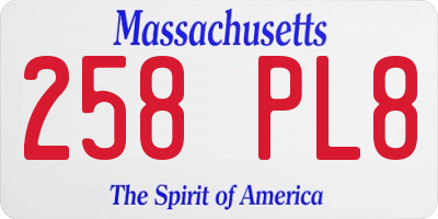 MA license plate 258PL8