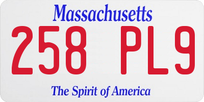 MA license plate 258PL9