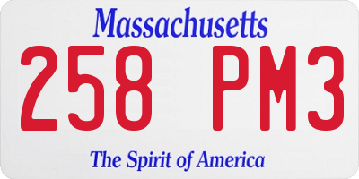 MA license plate 258PM3