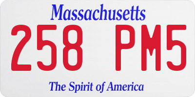 MA license plate 258PM5