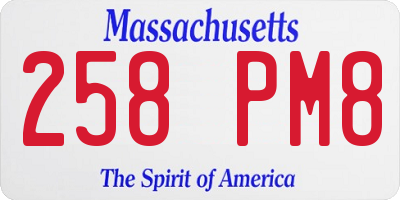 MA license plate 258PM8